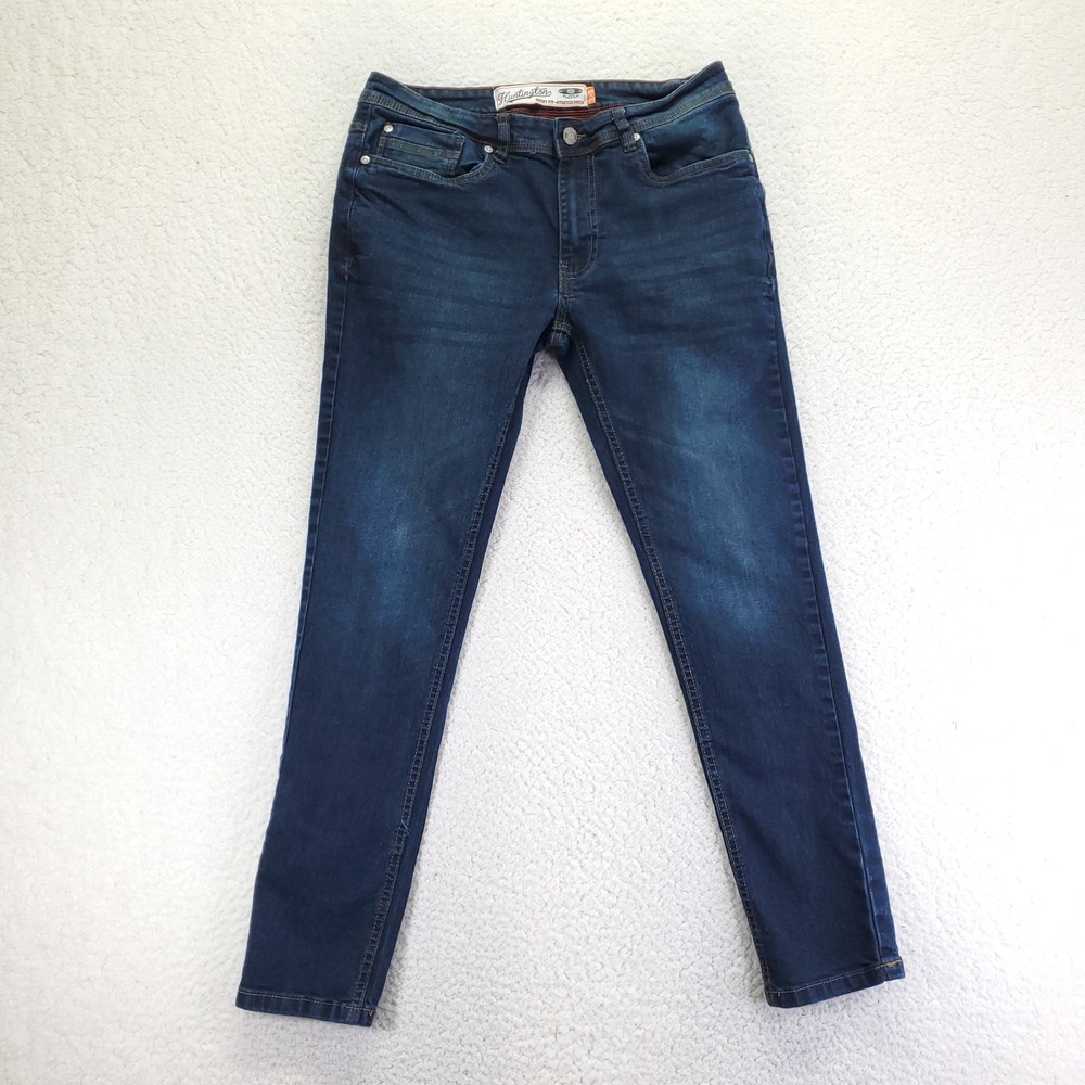 Huntington Beach Club Mens Skinny Fit Stretch Moto Pocket Jeans Dark Wash 30x30